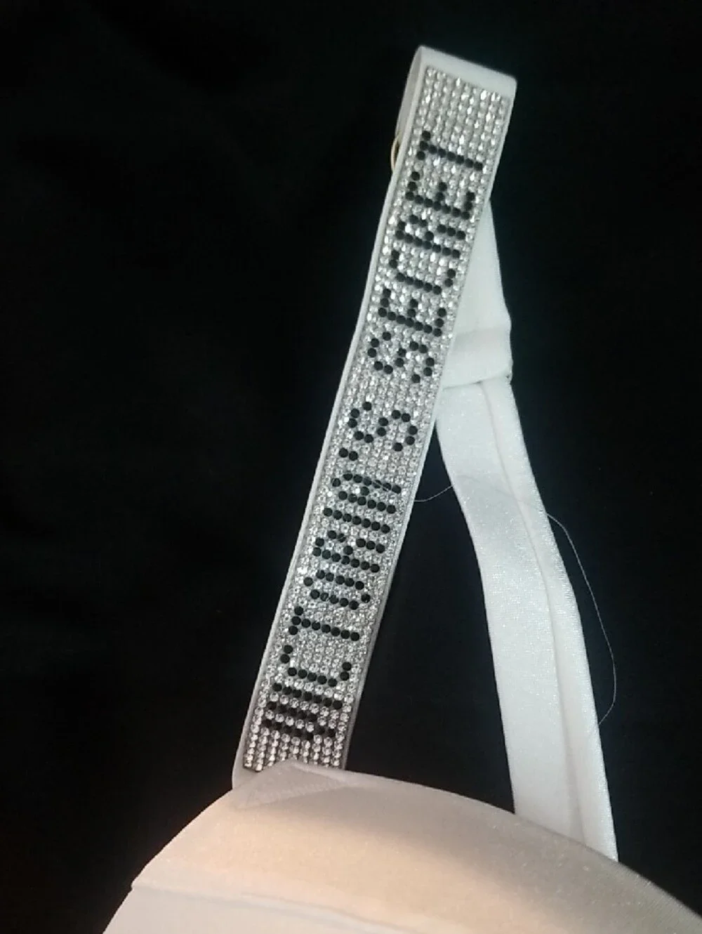 Victoria's Secret White Embellished-Strap Push-Up Bikini Top Sz.36C